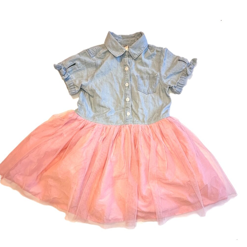 OshKosh B'Gosh Jean and Pink Tutu Tulle Skirt Dress Size 4T